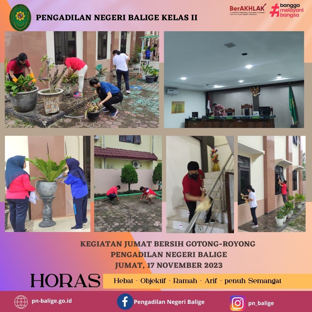Kegiatan Jumat Bersih Gotong-Royong  PENGADILAN NEGERI BALIGE JUMAT, 17 November 2023
